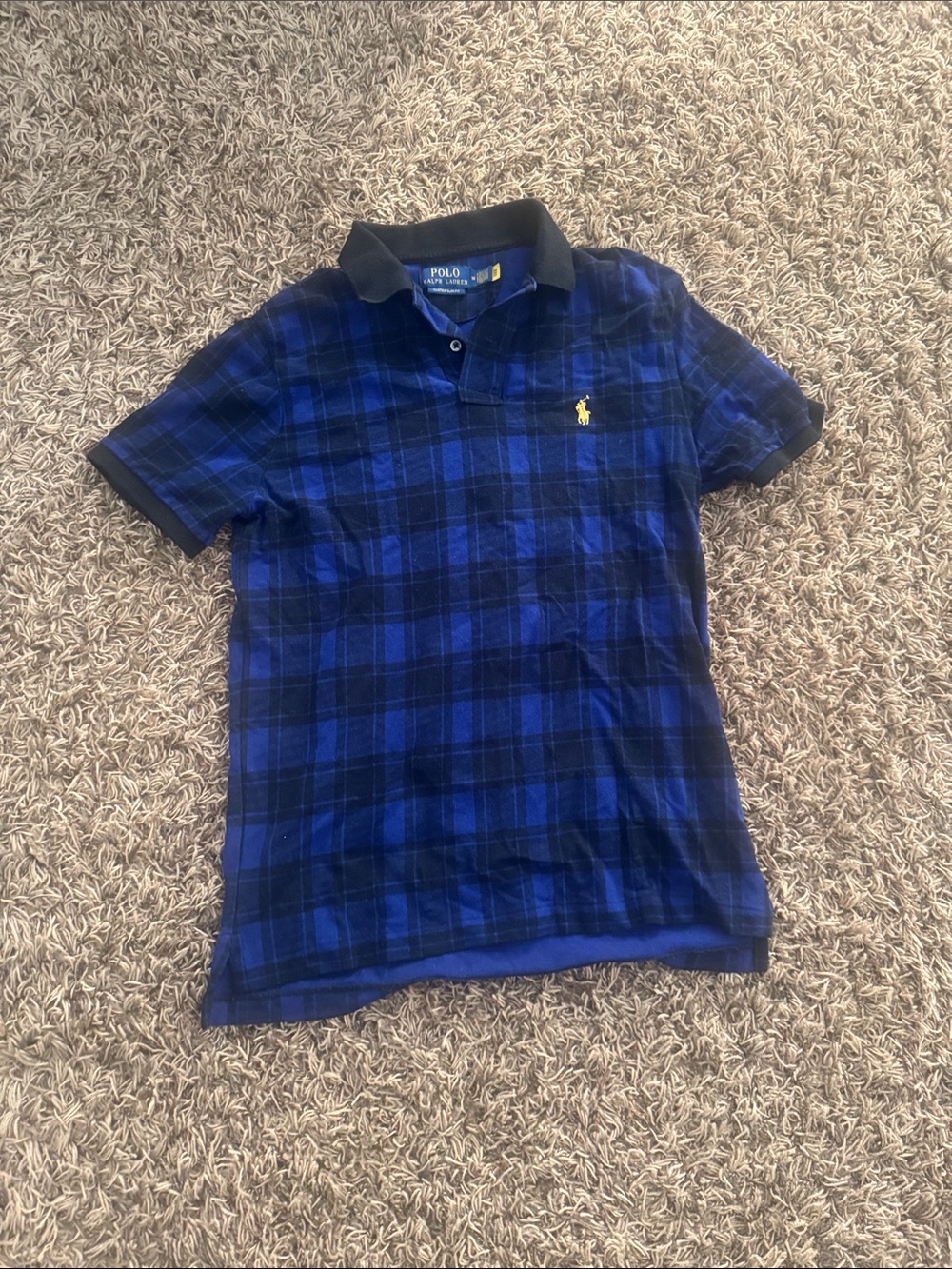 Polo by Ralph Lauren Blue and Black Plaid Polo Shirt